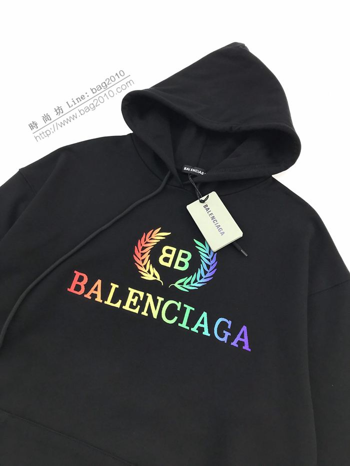 Balenciaga男裝 巴黎世家彩虹麥穗刺繡連帽衛衣 寬鬆版型純棉衛衣 男女同款  ydi3107